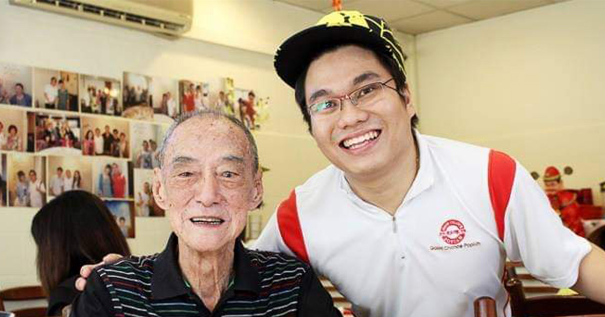 Third-generation owner Mr Boon Kaichun with his grandfather Mr Hor Chim Or, who founded the business over 30 years ago.